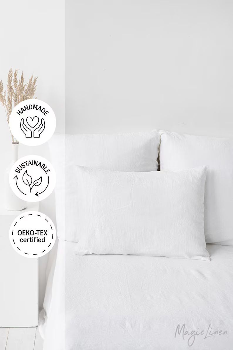 Linen Pillow Case in White. Standard Queen King Custom Size | Etsy | Etsy (US)