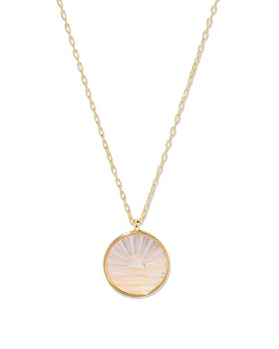 gorjana - Sunset Etched Necklace 19"-21" - 18k Gold-Plated - Mother of Pearl Pendant, Adjustable Chain - Layering Necklaces - Ideal Gifting Packaging | Amazon (US)