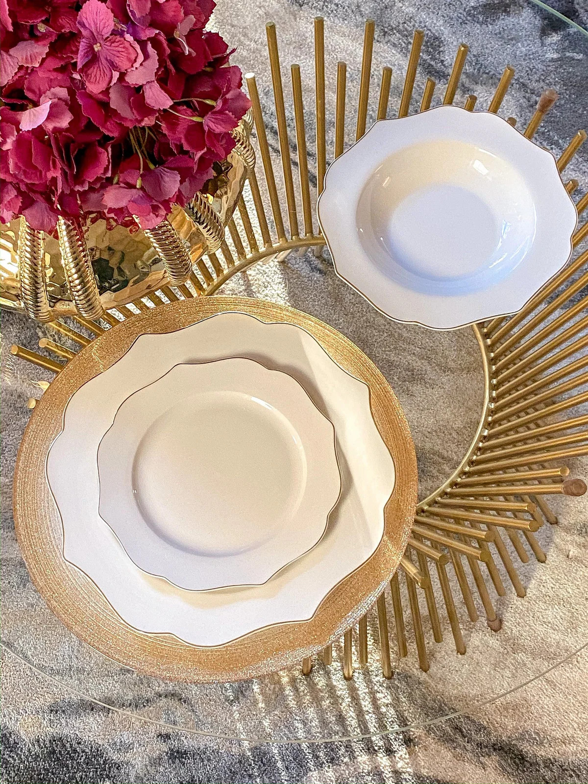 Gold Edge White 12 Piece Dining Set | Inspire Me! Home Decor