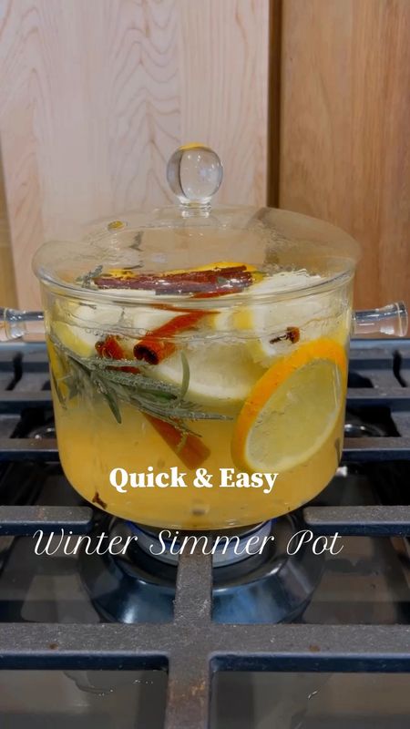 Simmer Pot Recipe
tbs cloves 
tsp vanilla 
1 sliced lemon
1 sliced orange 
rosemary 
3 cinnamon sticks 

#LTKhome #LTKHoliday #LTKSeasonal