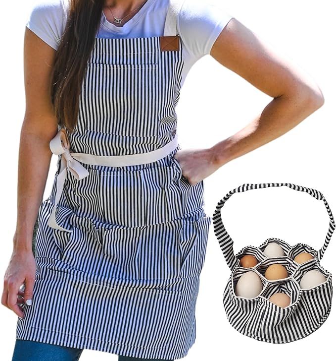 Matching Egg Basket and Apron Set for Gathering Fresh Eggs - 2 Piece Set - Perfect Chicken Gifts ... | Amazon (US)