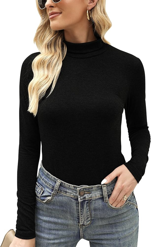 Totatuit Women's Turtleneck Long Sleeve Shirts Lightweight Fall Fashion Basic Thermal Underwear T... | Amazon (US)
