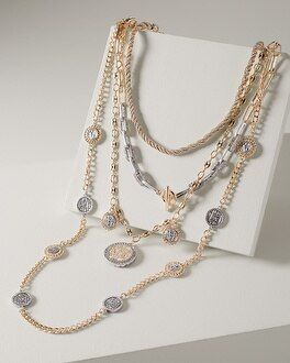 Mixed-Metal Coin Statement Necklace | White House Black Market