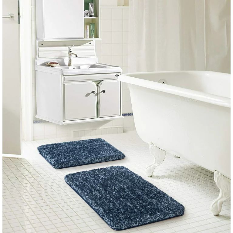 Better Homes & Gardens 2 Piece Soft Cloud Bath Rug Set, 17x 24 & 20 x 30, Blue, Polyester | Walmart (US)