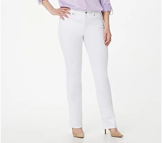 NYDJ Marilyn Straight Uplift Jeans in Cool Embrace - Optic White | QVC