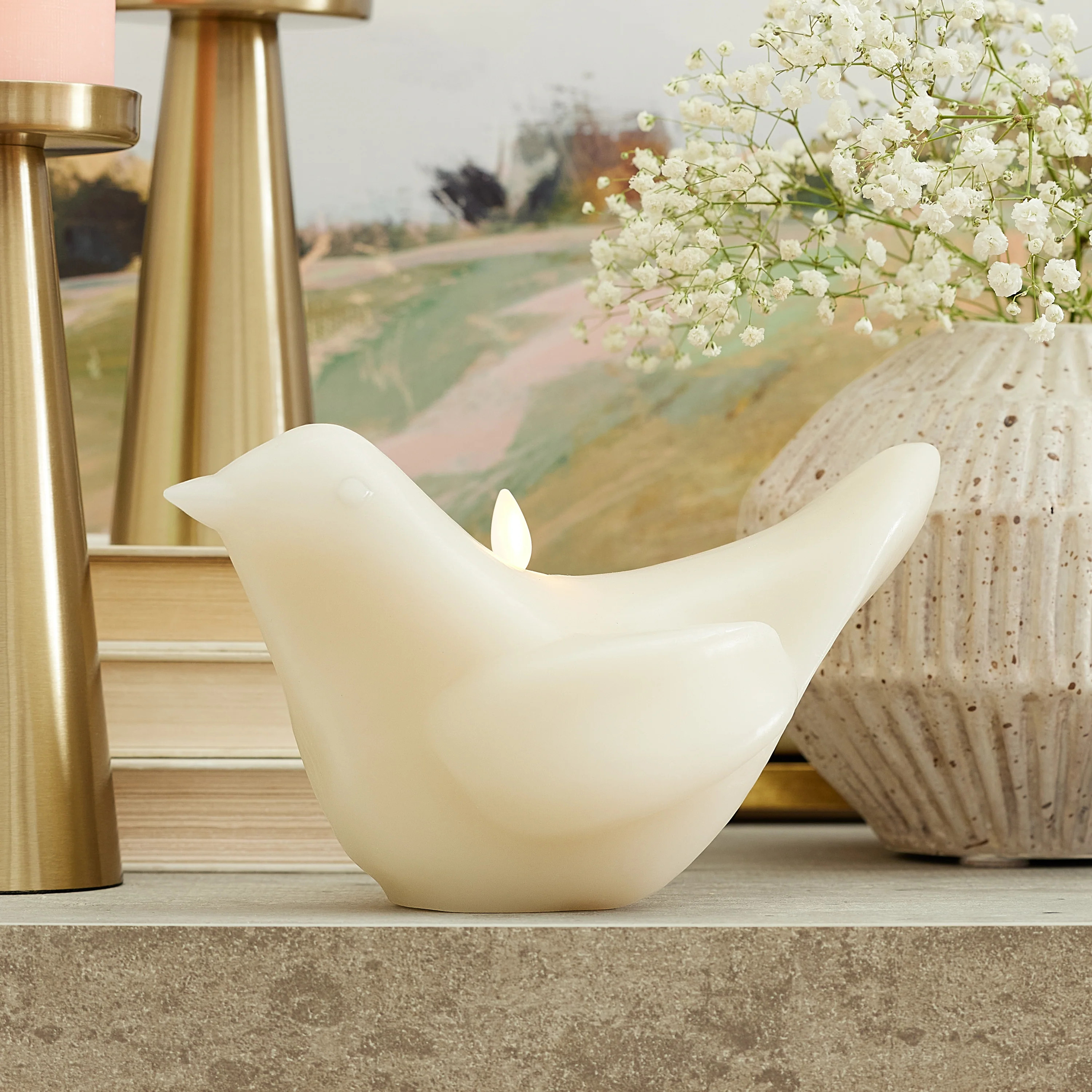Chalk Modern Bird Flameless Candle | Luminara
