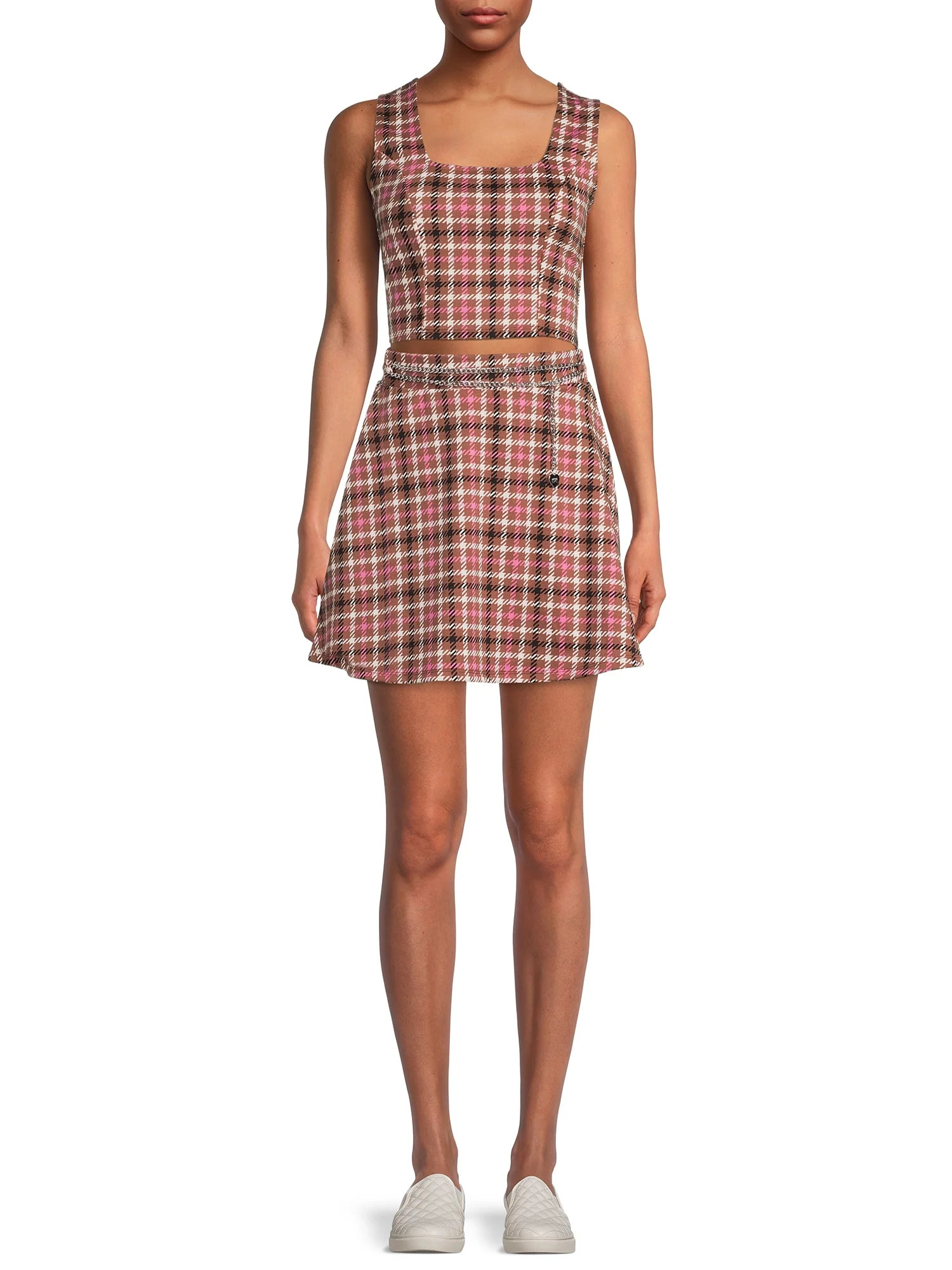 Madden NYC Women's Tank Top With Chain Belt Skirt Set | Walmart (US)