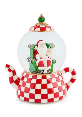 MacKenzie-Childs Check It Out Teapot Santa Snow Globe | Belk