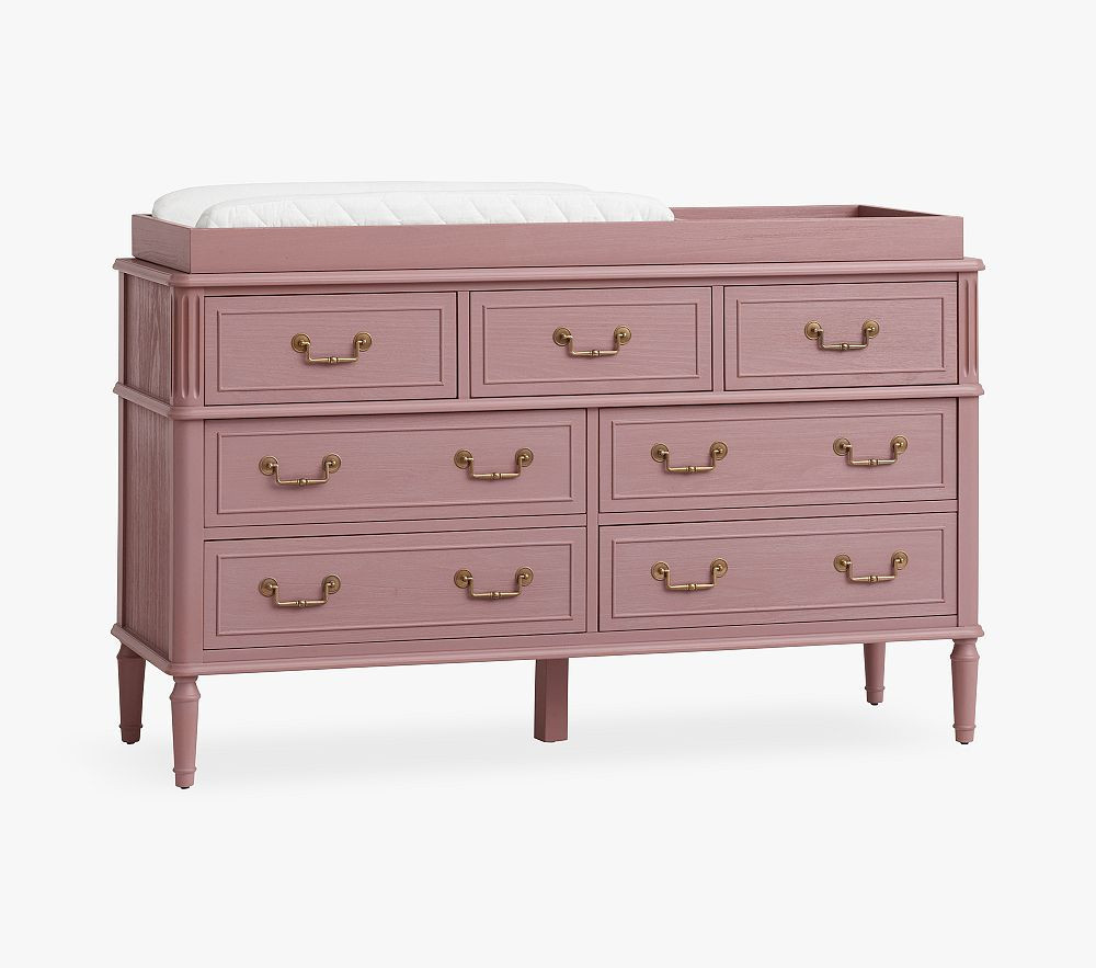 Rosalie Extra-Wide Nursery Dresser & Topper, Weathered Soft Berry, In-Home Delivery | Pottery Barn Kids