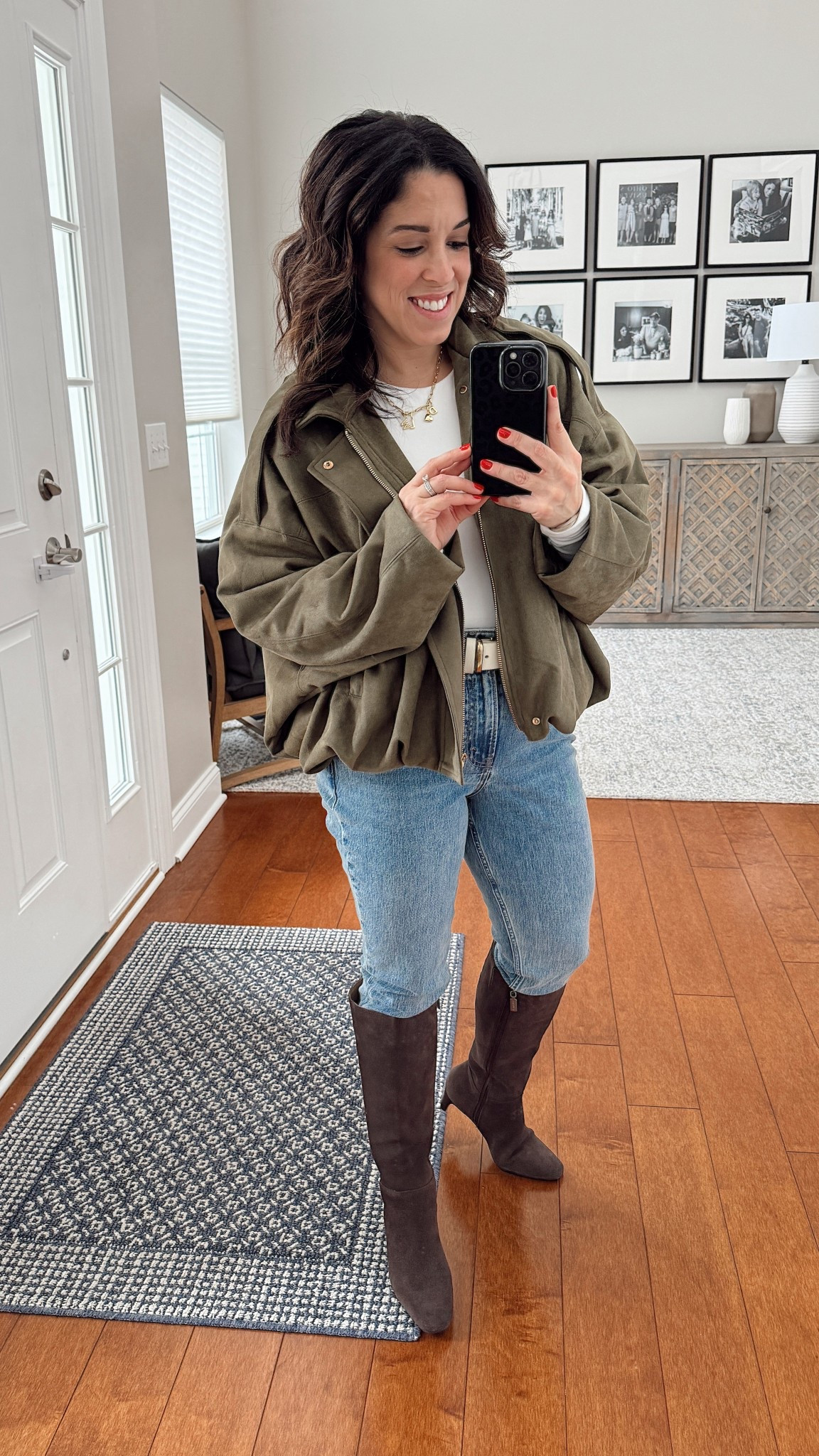 This cute and casual mom outfit featuring an Amazon bomber jacket is perfect for everything from a relaxed date night outfit to weekend errands. It really elevates basics like jeans and a long sleeve tee and makes outfit planning so easy. 

Also, these Abercrombie skinny jeans are AWESOME! I’m in the curve love fit, and they come in petite. I love that they have inclusive sizing. 🙌🏼 The fit is absolutely perfect on my curvy, 5’1 frame.

Save this for styling inspo and shop the full look to build more effortless mom outfits! ✨

#LTKmomlife #LTKSeasonal #LTKPetite