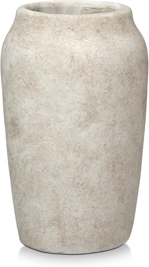 Briful 9.06'' Large Ceramic Rustic Vase Shabby Vintage Textured Vase, 4.33'' Wide Mouth Pampas Va... | Amazon (US)
