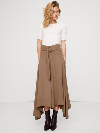 Pebbled Crepe Long Midi Skirt | Banana Republic (US)