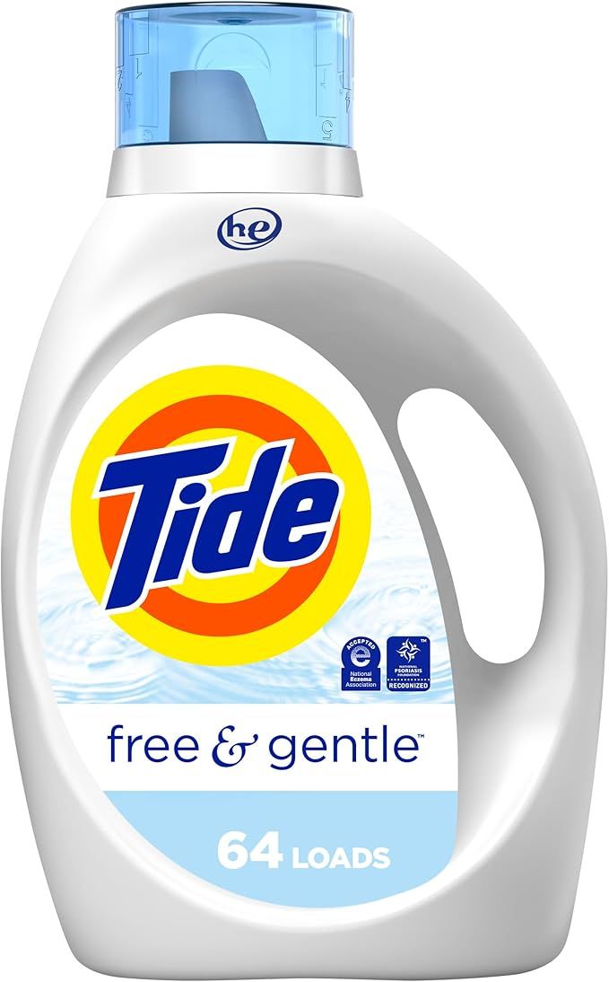 Tide Free & Gentle, Liquid Laundry Detergent Soap, Unscented, Hypoallergenic for Sensitive Skin a... | Amazon (US)