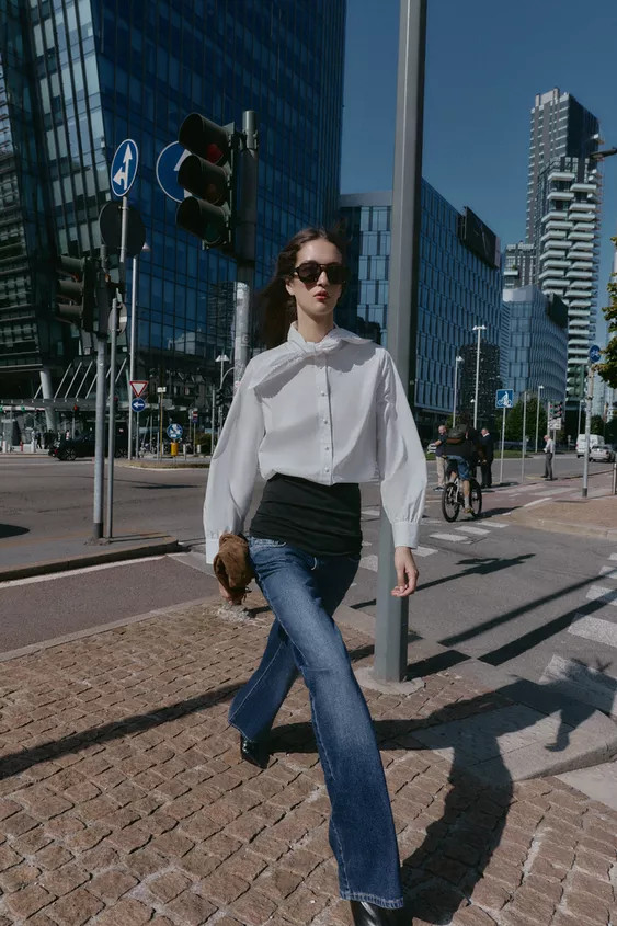 POPLIN SHIRT WITH BOW | Zara UK