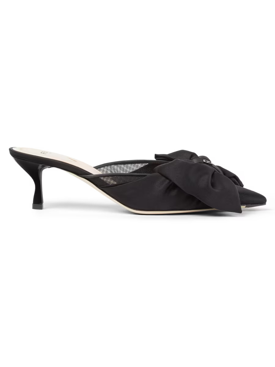 Sabot 55MM Bow-Detail Satin Kitten Mules | Saks Fifth Avenue