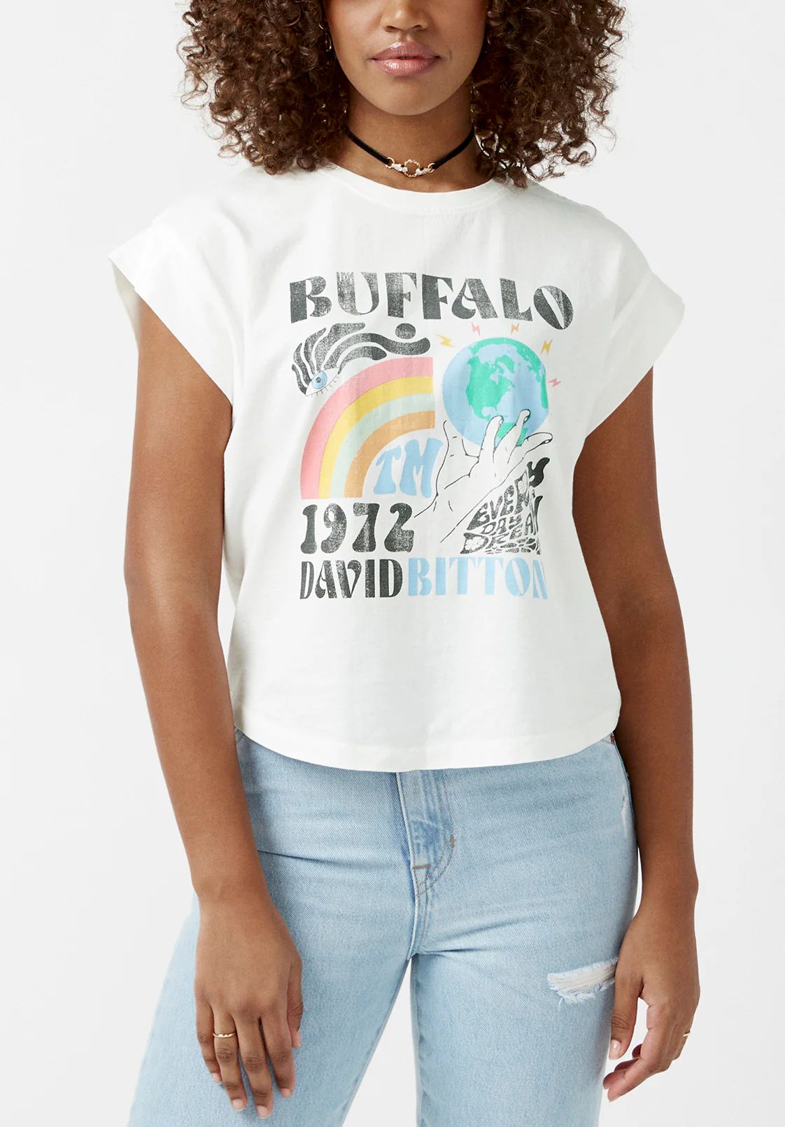 Tessa White Cap-Sleeve Women’s T-Shirt - KT0414S | Buffalo David Bitton