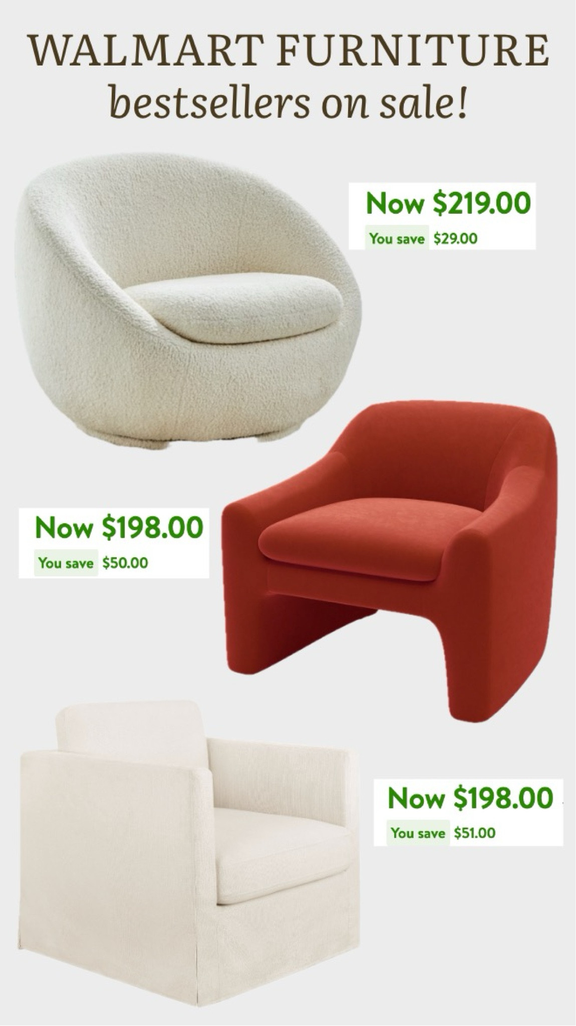 Walmart Furniture on sale! These chairs are all bestsellers and are all on sale! Most under $200!
…………
living room chair living room furniture Walmart furniture walmart chairs walmart swivel chair boucle chair boucle swivel chair velvet chair red chair green chair white chair chair under $200 furniture under $200 dining table chair lounge chair walmart finds under $200 cb2 dupe pottery barn dupe anthropologie dupe crate and barrel dupe mid century armchair modern armchair velvet armchair boucle armchair upholstered chair upholstered arm chair 

#LTKSaleAlert #LTKFamily #LTKHome