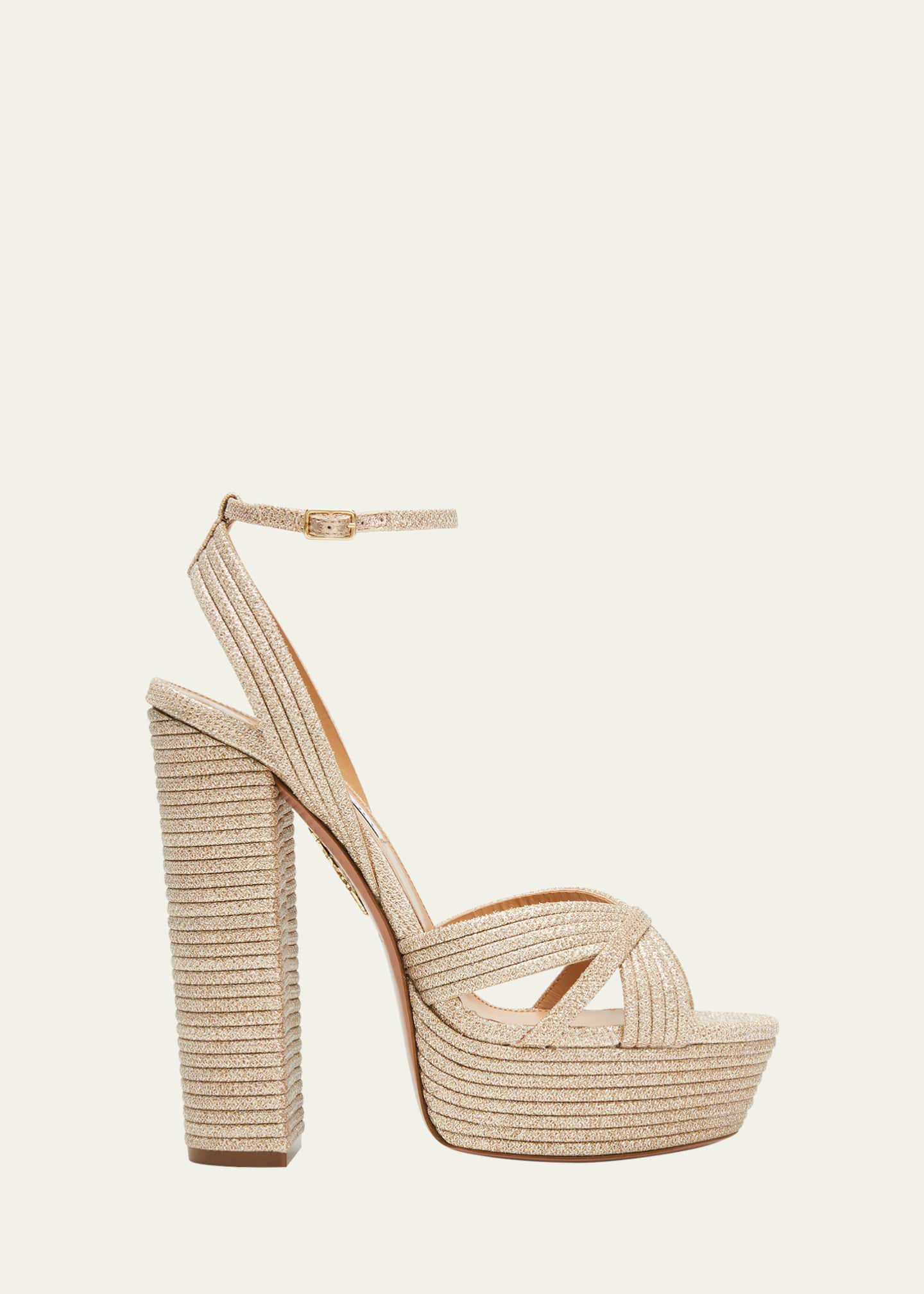 Aquazzura Sundance Plateau Metallic Platform Sandals | Bergdorf Goodman