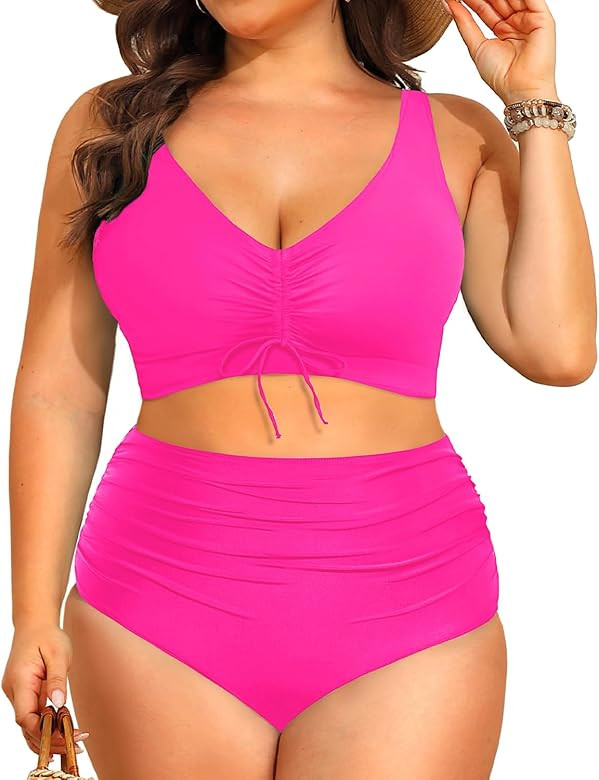 Aqua Eve Plus Size High Waisted Bikini - Women Two Piece Swimsuits Tummy Control Bathing Suit 202... | Amazon (US)