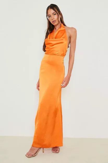 Satin Cowl Neck Maxi Dress | Boohoo.com (US & CA)