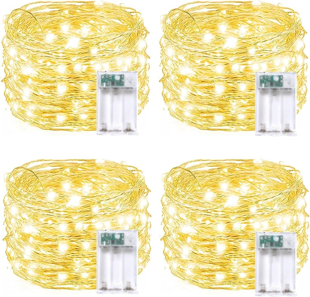 4 Pack 20FT 60LED Battery Operated Fairy Lights with Timer, Waterproof Battery String Lights Outd... | Amazon (US)