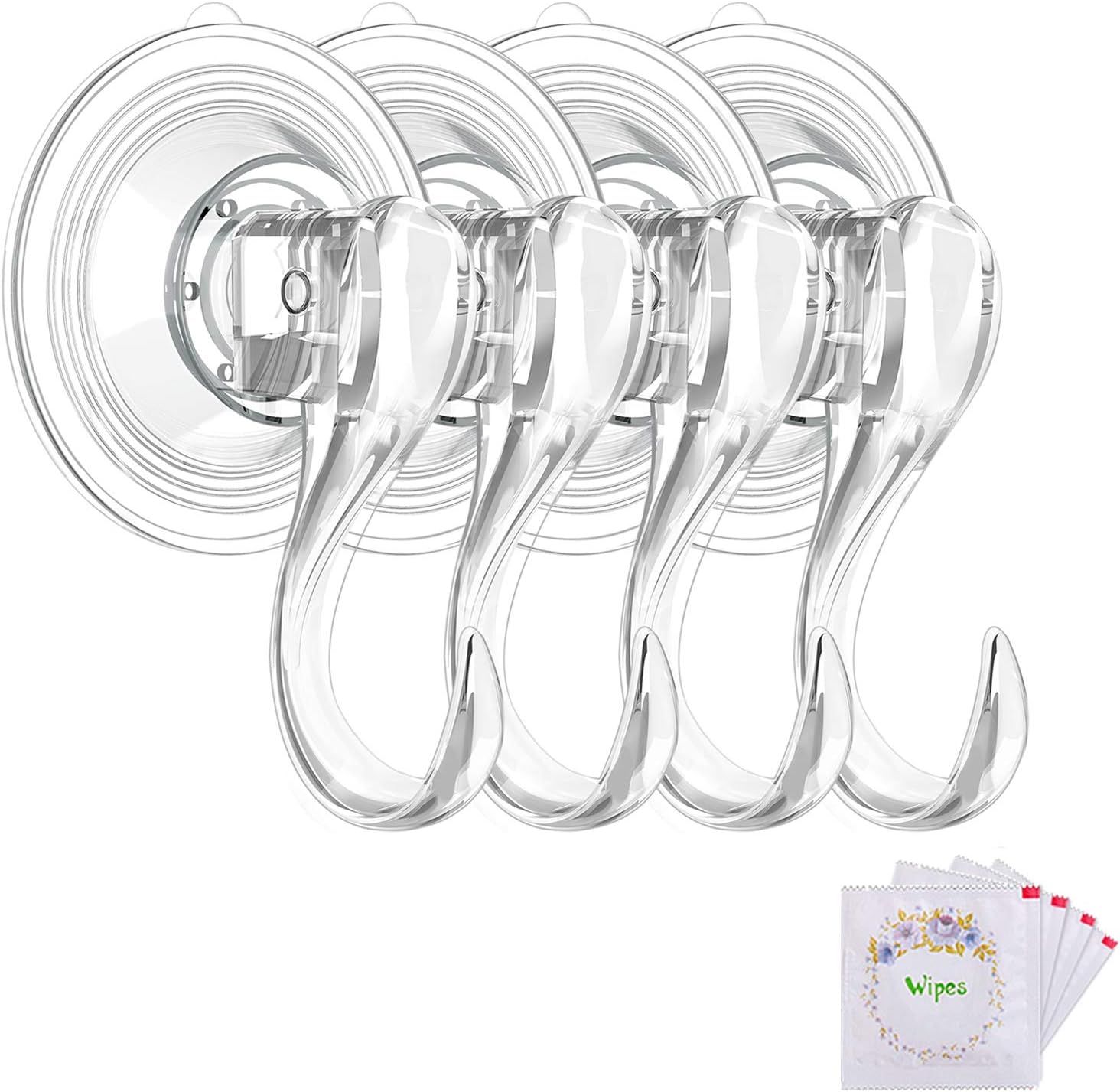 VIS'V Suction Cup Hooks, Small Clear Reusable Heavy Duty Vacuum Suction Cup Hooks with Cleaning C... | Amazon (US)