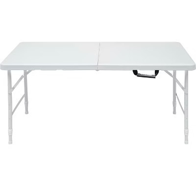 4FT Portable Folding Table with Handle – Heavy Duty Plastic, Adjustable Height, Waterproof, 220LBS Capacity, Foldable Table White | Target
