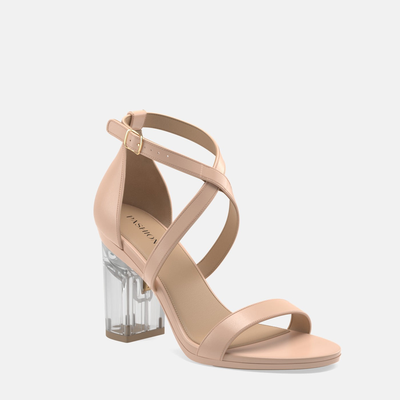 The Sandal - Sand Leather + Block Heel Kit 4 Transparent (9.5) | Pashion Footwear