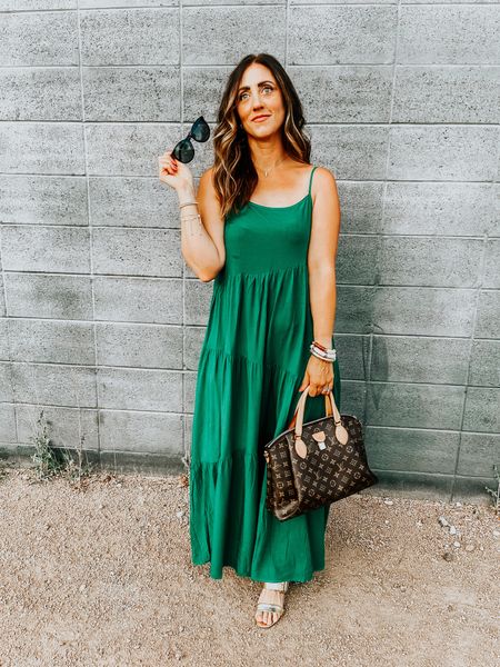 Green Tiered maxi dress with spaghetti straps // flowy dress for Summer 💚💚💚 wearing size small 
Amazon find 
Amazon dress 
Amazon summer style

#LTKFind #LTKstyletip #LTKunder50