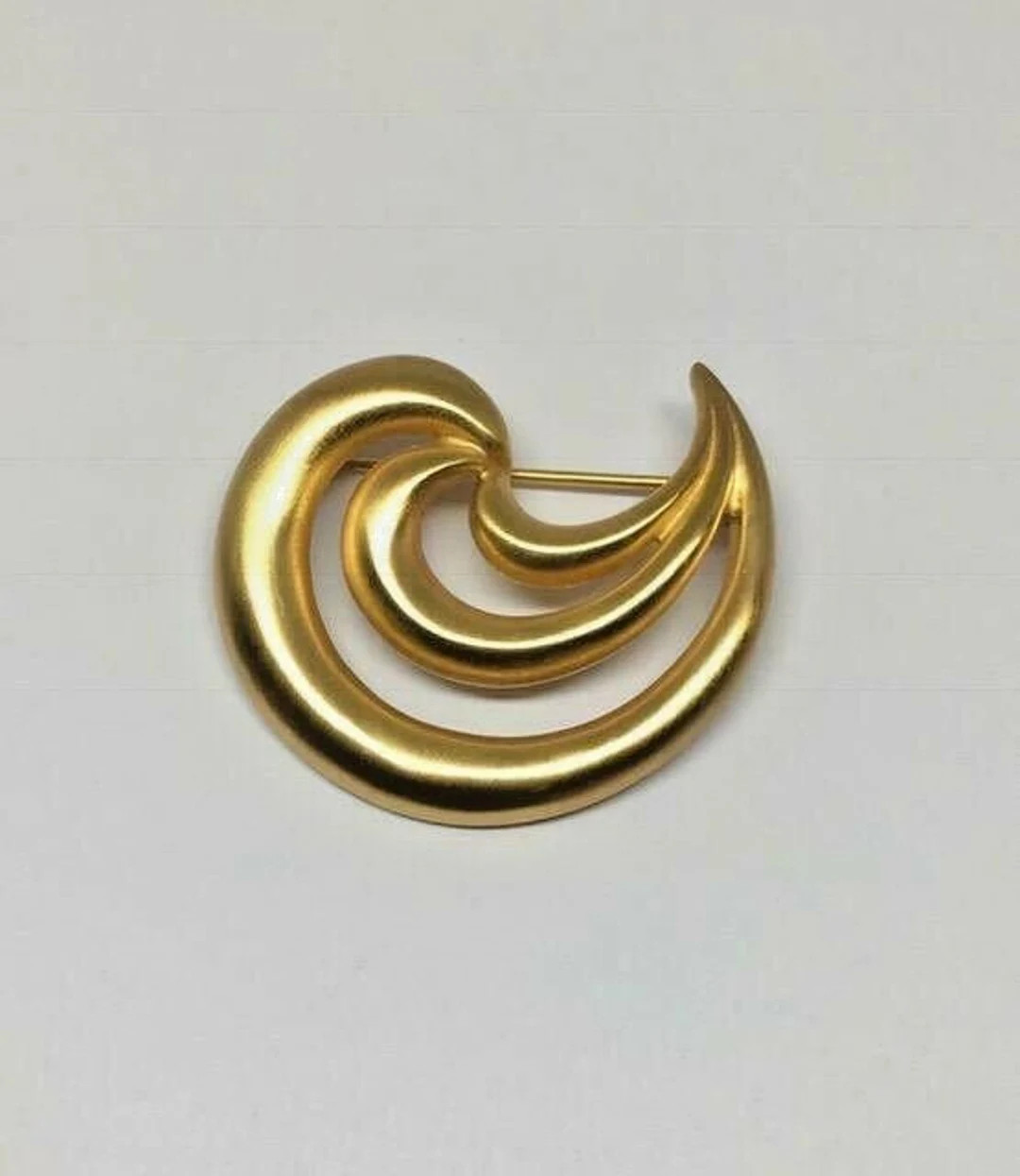 Signed Vintage Anne Klein Gold Tone Satin Matte Finish Swirl Brooch Pin | Etsy (US)