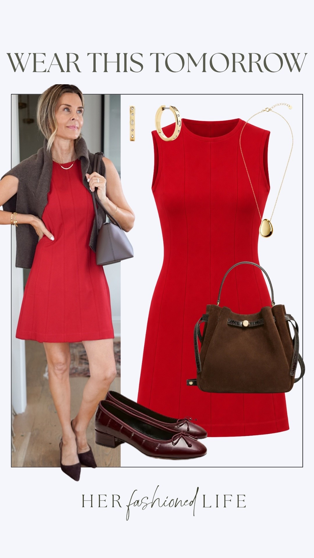I'm 5'6"
Discount Code fashionedlifexspanx for new orders
-red dress size XS
-Selena Medium Hoops
-Gold Pendant Necklace
-Romy Suede Bucket Bag
-linking you some burgundy flats instead

#LTKootd #LTKActive #LTKOver40