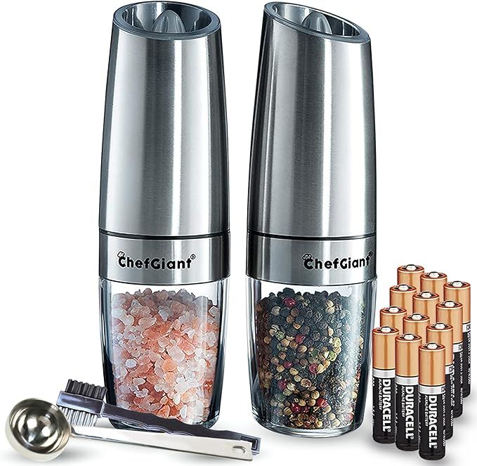 ChefGiant Electric Salt and Pepper Grinder Set | Automatic Gravity Activated Operation with LED L... | Amazon (US)