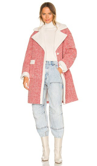 Alida Faux Fur Coat in Coral Queen | Revolve Clothing (Global)