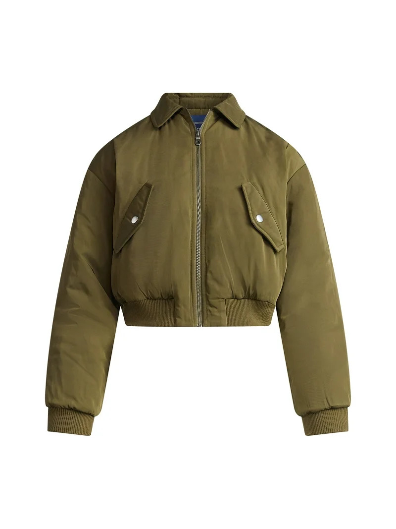 Scoop Women's Cropped Bomber Jacket, Midweight, Sizes XS-XXL | Walmart (US)