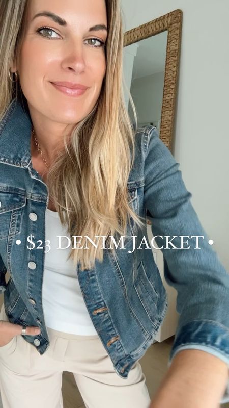 My favorite denim jacket is so affordable.  Wearing small.  I’m 5’11” wearing the 33” inseam light khaki pants in size small. Loafers true to size.  

#LTKVideo #LTKover40 #LTKfindsunder50