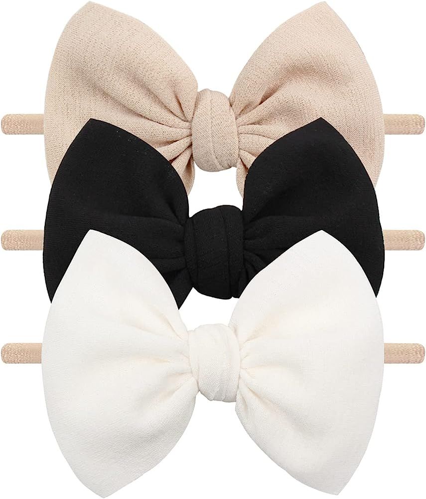 Baby Girls Nylon Headbands YanJie Newborn Bows Handmade Hair Bows Hairbands Hair Accessories for ... | Amazon (US)