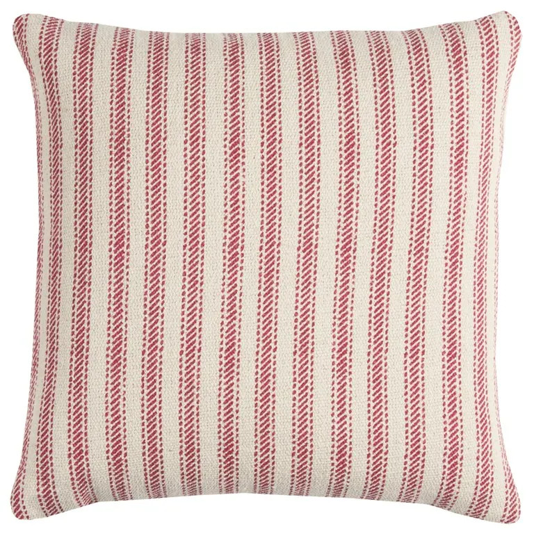 Red Natural Ticking Stripe Throw Pillow | Bed Bath & Beyond