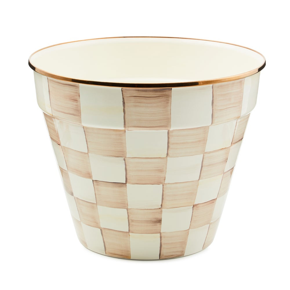 Mocha Check Extra Large Garden Pot | MacKenzie-Childs