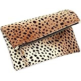AKIRA Women's Cheetah Leopard Print Zip Top Foldover Removable Chain Strap Clutch Handbag | Amazon (US)