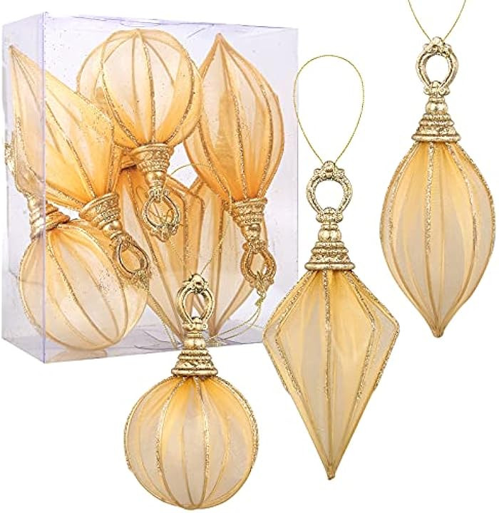 ZHANYIGY Christmas Ball Ornaments, 6pc Set Gold Rugby,Round Ball, Diamond Pendant Christmas De... | Amazon (US)