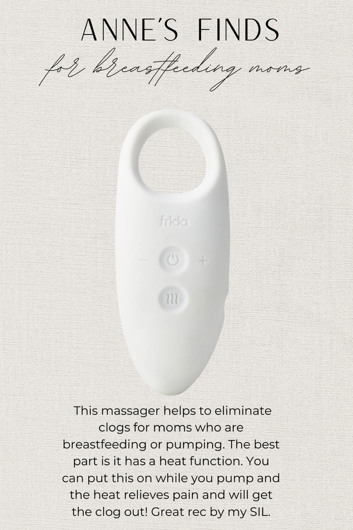 This is an amazing tool for moms who are breastfeeding or pumping! It helps to eliminate clogs and relieves pain with massage and heat. It’s nice because you can put it in your bra and it really works. I use it on clogs while I’m pumping! Budget friendly and worth every penny!

#LTKBump #LTKFindsUnder50 #LTKBaby