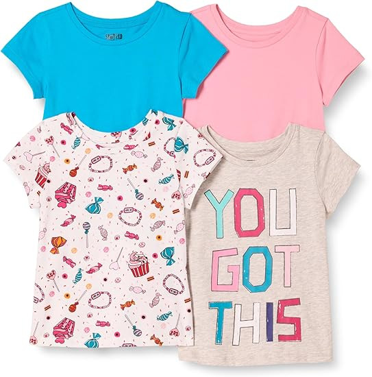 Amazon Essentials Girls and Toddlers' Short-Sleeve T-Shirt Tops (Previously Spotted Zebra), Multi... | Amazon (US)