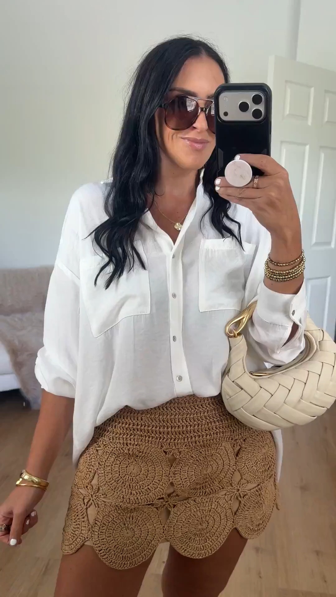 Simonmiller crochet beep beep mini skirt wearing size medium. Comes in 4 colors 

