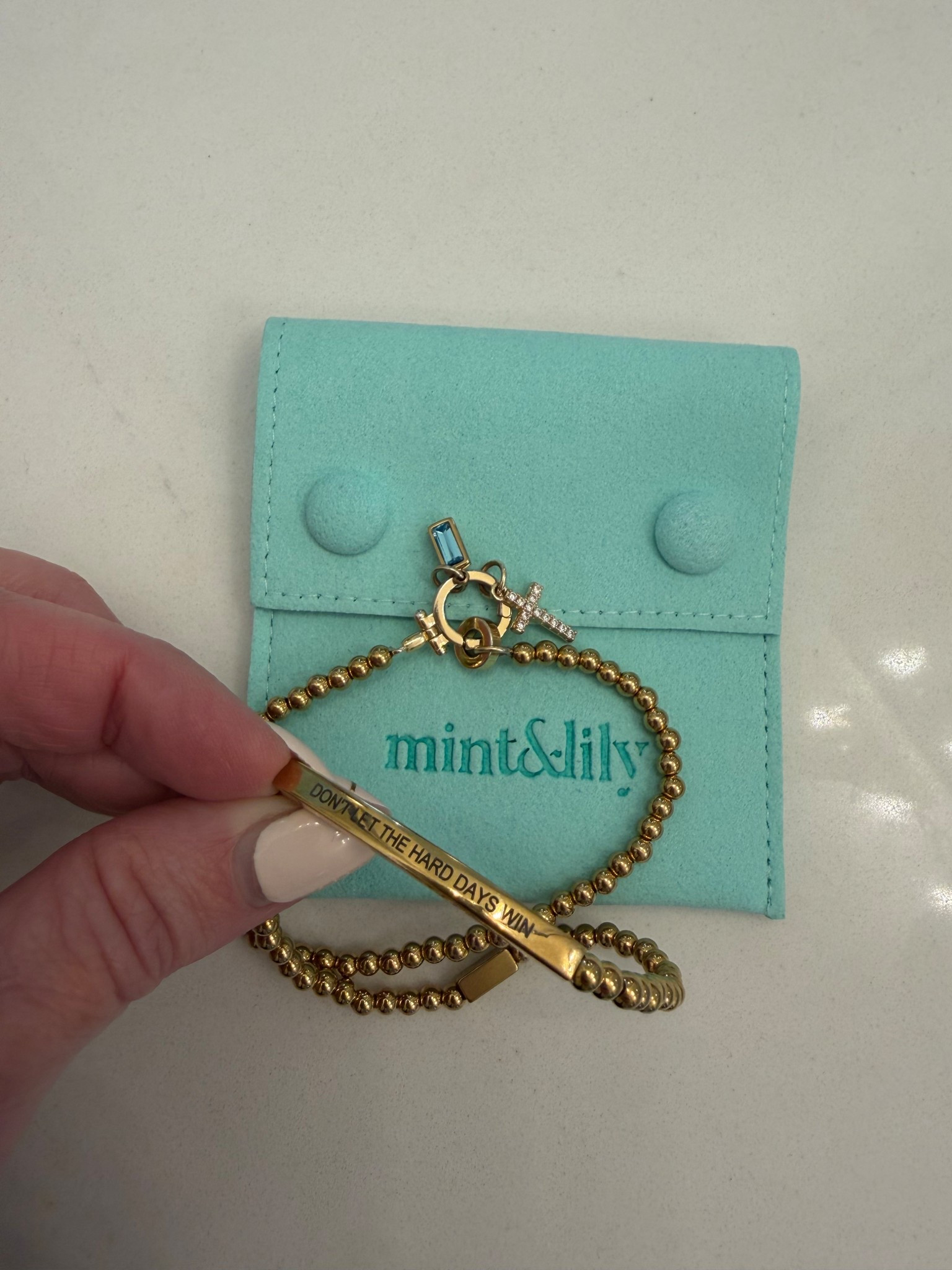 Mint &amp; Lily Jewelry “Don’t Let The Hard Days Win” 🩵✨🩵

On sale BOGO makes the perfect gift and comes in this cute little gifting magnetic bag too! 

#LTKFindsUnder50 #LTKHoliday #LTKGiftGuide