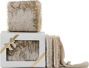HUIHUANG Camel Velvet Ribbon 2 inch Handmade Fring Ribbon Frayed Silk Velvet Ribbon for Gift Wrap... | Amazon (US)