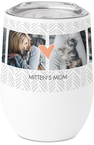 Stemless Travel Tumbler: Playful Patterns Chevron Heart 12oz White Shutterfly | Shutterfly