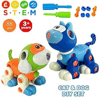 Liberty Imports Take Apart Toys, Cat and Dog Models STEM Building Blocks - Kids DIY Creative Educ... | Amazon (US)