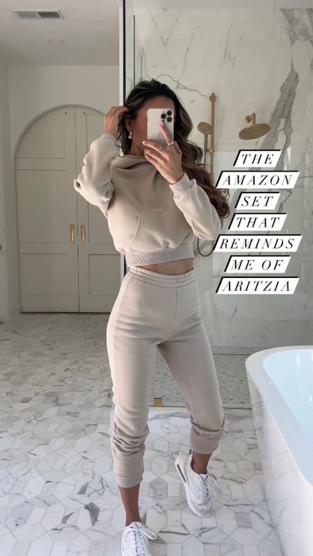The Amazon set from my clean girls reels part 2 that so many of you have been asking about!🤗❤️ It reminds me of Aritzia! I’m wearing a size small for a fitted jogger fit, but you might like sizing up as the top is cropped and I think it runs on the smaller side❤️ Alsoooo I think the color is different from what it looks like on Amazon! I linked the exact one I got (color khaki) but the one that I got is like a light gray beige! You never know with Amazon😆! Linking for you now beautifuls!!! Along with my shoes, jewelry and more!! Sooooo fun to get to shop with you and I just appreciate you SO MUCH!!! Love you!!!!!! Xoxo!!!

#LTKshoecrush #LTKunder100 #LTKunder50