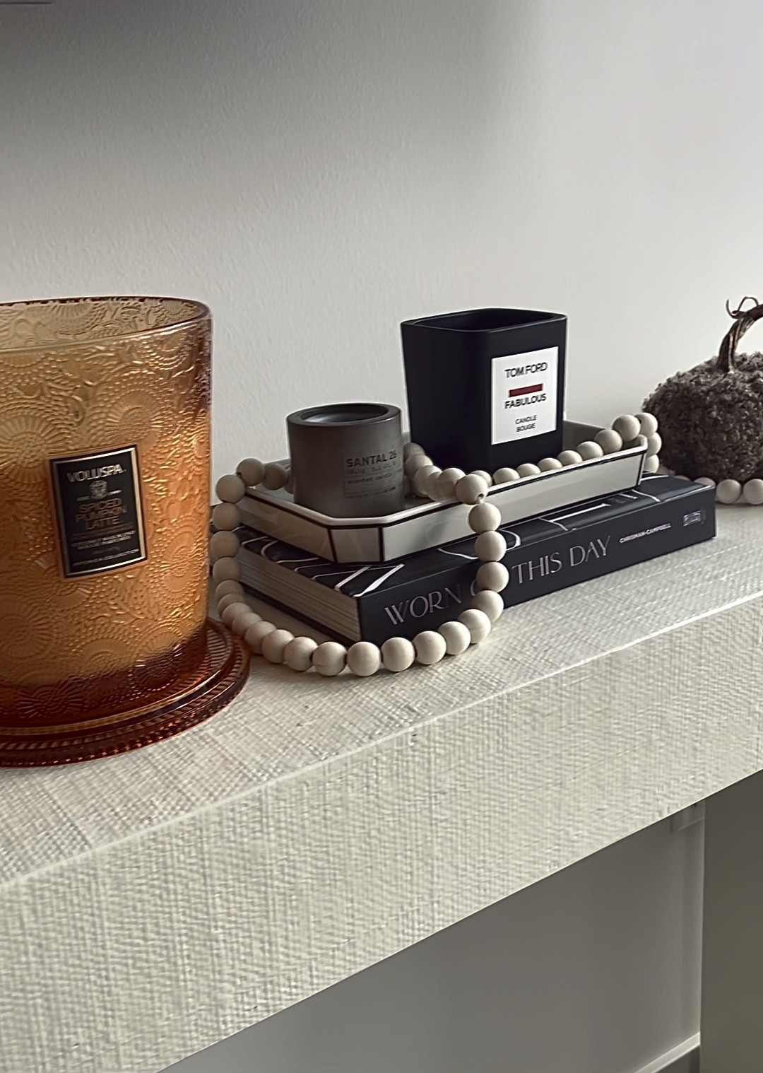 Fall mantle! Velvet pumpkins, home decor, decorative candles, pumpkin spice latte candle, fucking fabulous Tom for candle, le labo santal 26 candle, coffee table book, autumn decor, fall scents, seasonal obsessions, fall inspo 

#LTKSeasonal #LTKhome #LTKHalloween