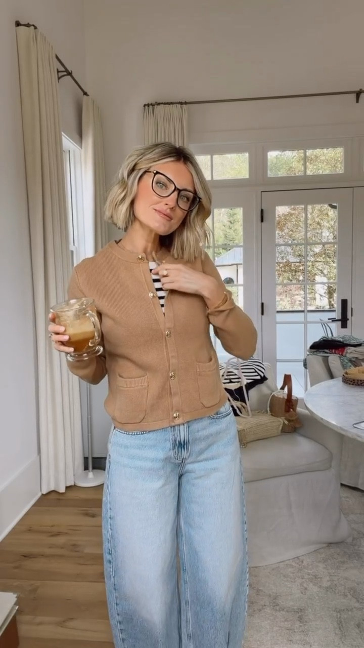 Loving this everyday look 💕 this sweater has the prettiest gold button detail! Wearing S in the sweater & size 4 in the barrel jeans. 

Loverly Grey, Quince, Target find, Target fashion, neutral cardigan, neutral sweater, barrel jeans, spring fashion, spring outfit ideas 

#LTKootd